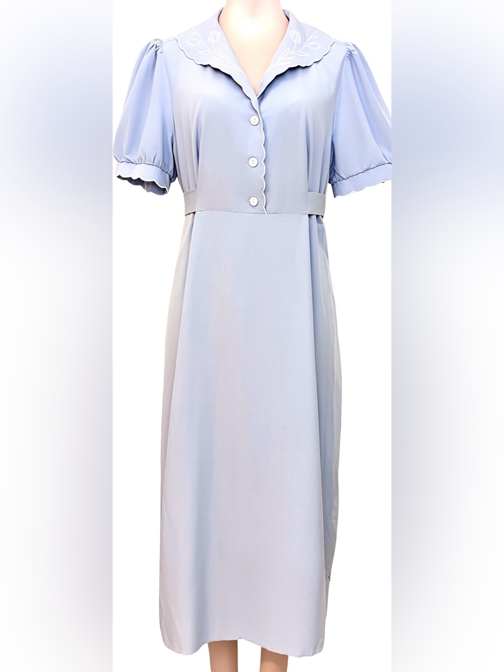 Simple Retro Light Blue Clementine Tea Midi 1950s Style Dress Size XL